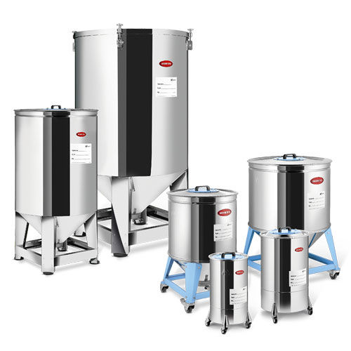 Serbatoio per granulati plastici - CS series - Moretto - in acciaio inossidabile / cilindrico / a fondo conico