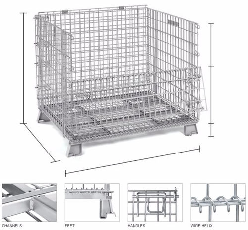 Roll-container in maglia metallica - Jiangsu EBIL Intelligent Storage Technology Co.,Ltd. - incastrabile