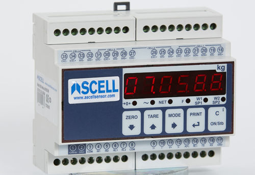 Indicatore di peso con display LED - I700DIN - Ascell Sensor,S.L. - su guida DIN / a tenuta stagna / IP54