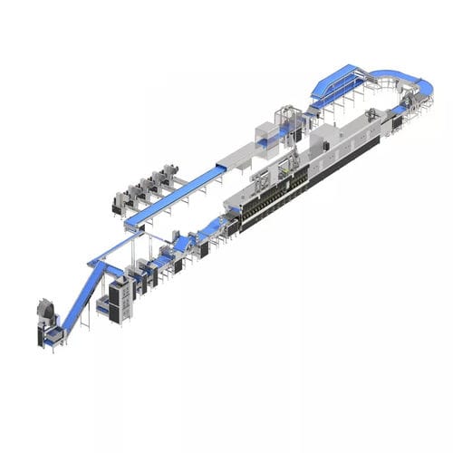Linea di produzione di biscotti ad alta capacità - HJ1000 - Guangdong Shunde Huaji Machinery Industrial Co., Ltd. - con taglierina / con sfogliatrice / con forno a tunnel