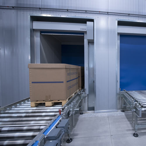 Porta ad avvolgimento - Moreschi Chiusure Industriali S.r.l. - in metallo / per interno / per sistema di convogliamento