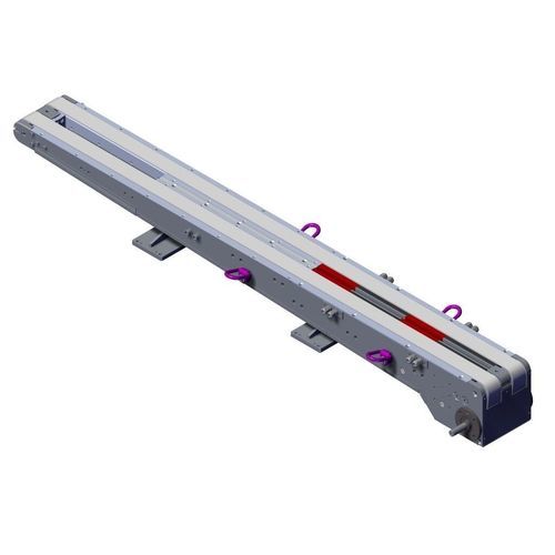 Trasportatore da trasporto - NSM MAGNETTECHNIK GmbH - con cinghia dentata / per pezzi / di lastre