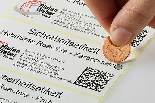Etichetta di sicurezza - Bluhm Systeme GmbH - con motivo stampato