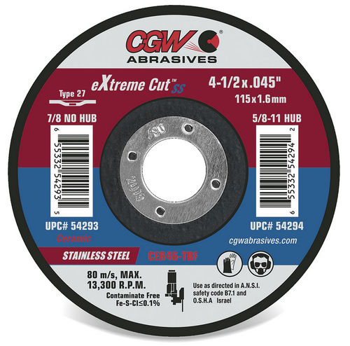 Ruota di taglio per acciaio inossidabile - 54290 - CGW Abrasives - per acciaio