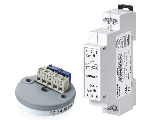 Trasmettitore di temperatura su guida DIN - -50 °C ... +1 600 °C | TRA series - Comeco Control & Measurement - con termocoppia / analogico / di processo