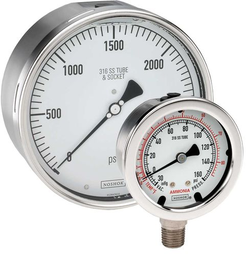 Manometro con quadrante - 400, 500 series - NOSHOK - in acciaio inossidabile / a tubo Bourdon / resistente alla corrosione