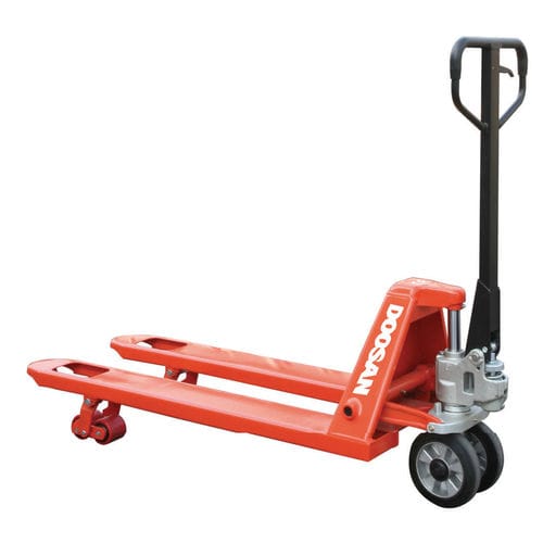 Transpallet manuale - HPT28-1 - Daewoo Industrial Vehicles - a timone con guida da terra / multifunzione / per magazzino