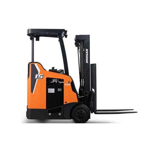 Carrello elevatore elettrico - BxxSU-9 series - Daewoo Industrial Vehicles - con conducente in piedi / per magazzino / per corsie strette