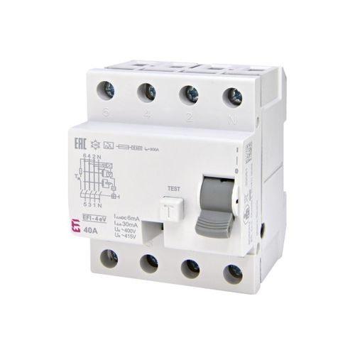 Interruttore differenziale per stazione di ricarica per veicoli elettrici - EFI-4 A eV - ETI - differenziale / 4 poli / AC/DC