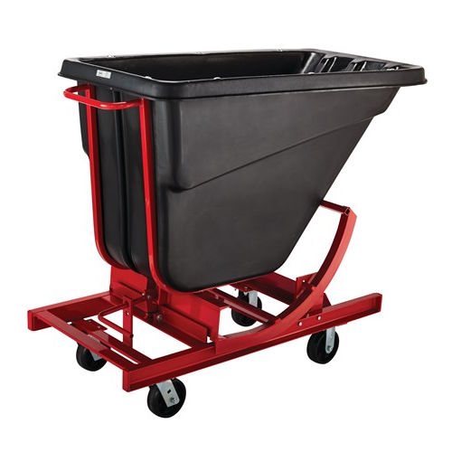 Benna auto-basculante per prodotti sfusi - FG105443BLA - Rubbermaid - con ruote / aperta