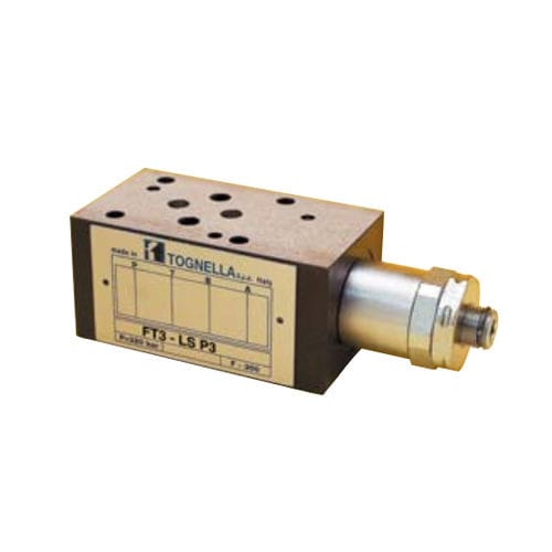 Valvola per controllo di flusso - FT3-LS-P3 - F.lli TOGNELLA - con raccordo con flangia CETOP / modulare / a 3 vie