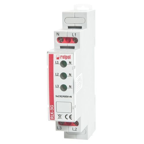 Indicatore luminoso di tensione trifase - RLK-3 series - RELPOL - permanente / LED / su guida DIN