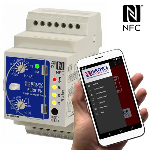 Relè di protezione con dispersione a terra - ELR01PN - Broyce Control - 1NA/NC / AC/DC / su guida DIN