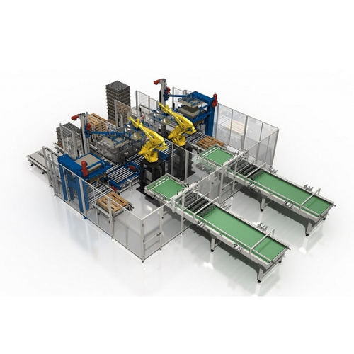 Pallettizzatore e depallettizzatore robotizzato - RAPD EC/FC SAGITTARIUS series - CLEVERTECH - per bottiglie / per lattine / automatico