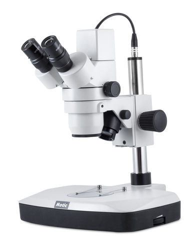 Stereomicroscopio ottico - DM-143-FBGG - Motic - con zoom / a videocamera digitale