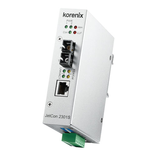 Convertitore di media - JetCon 2301S - Korenix Technology - Ethernet / in fibra ottica / rapido