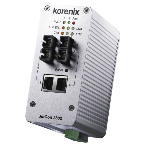 Convertitore di media - JetCon 2302 - Korenix Technology - Ethernet / in fibra ottica / industriale