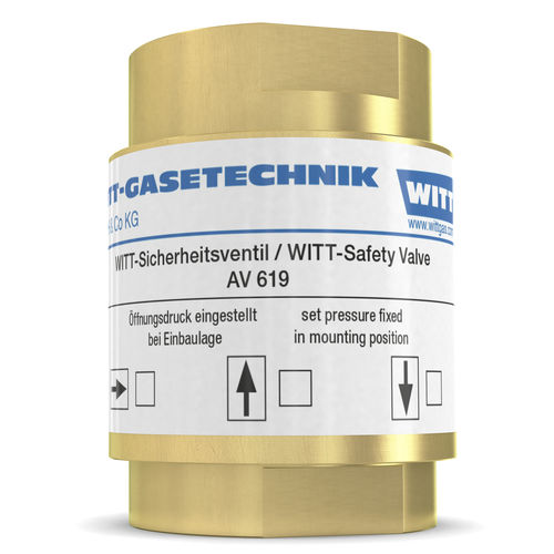 Valvola di sicurezza per gas - AV 619 - WITT-Gasetechnik - per condotto / per cisterna / in ottone