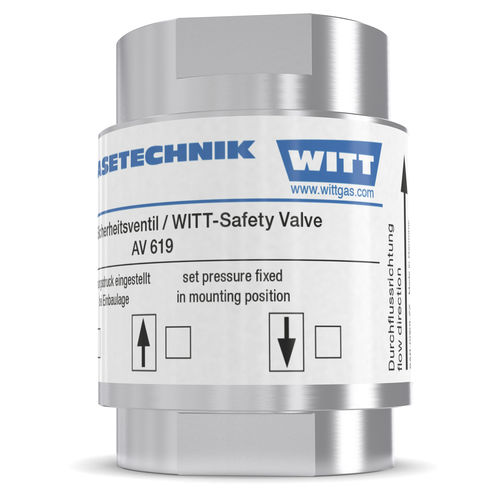 Valvola di sicurezza per gas - AV 619-ES - WITT-Gasetechnik - per condotto / per cisterna / in acciaio inossidabile