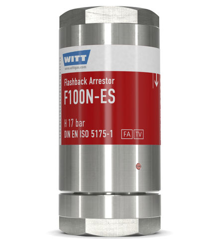 Antiritorno parafiamma con valvola di non ritorno - F100N-ES - WITT-Gasetechnik - per operazione di taglio e saldatura / per idrogeno / per l'industria del vetro