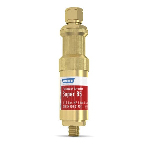 Antiritorno parafiamma con valvola di blocco sensibile alla pressione - Super 85 - WITT-Gasetechnik - con valvola di non ritorno / rapido / per l'industria del vetro