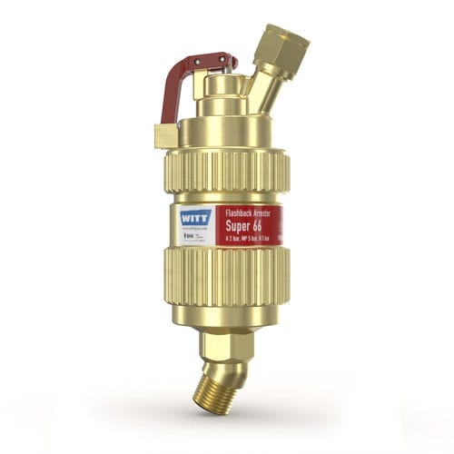 Antiritorno parafiamma con valvola di non ritorno - Super 66 - WITT-Gasetechnik - con valvola di blocco sensibile alla pressione / per operazione di taglio e saldatura / per idrogeno