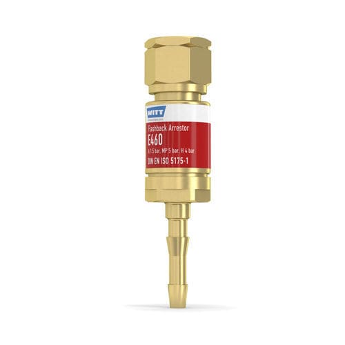 Antiritorno parafiamma con valvola di non ritorno - E460-1 - WITT-Gasetechnik - per l'industria del vetro / per idrogeno / per operazione di taglio e saldatura