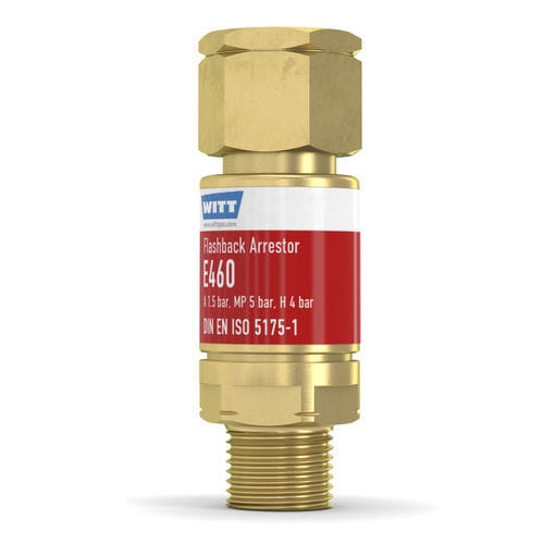 Antiritorno parafiamma con valvola di non ritorno - E460-3 - WITT-Gasetechnik - per l'industria del vetro / per idrogeno / per operazione di taglio e saldatura