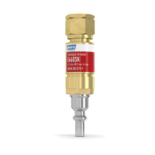 Antiritorno parafiamma con valvola di non ritorno - E460-SK - WITT-Gasetechnik - per l'industria del vetro / per idrogeno / per operazione di taglio e saldatura