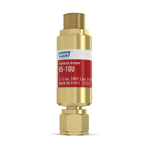 Antiritorno parafiamma con valvola di non ritorno - 85-10U - WITT-Gasetechnik - per operazione di taglio e saldatura / per idrogeno / per l'industria del vetro