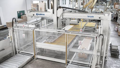 Sistema di carico e scarico per alimentatore -  mahros brush - SCM - per pannelli / per foratura / automatico