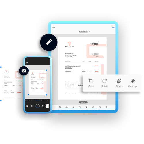 Applicazione mobile di qualità - Scan  - ADOBE - di stoccaggio / per scanner / cloud