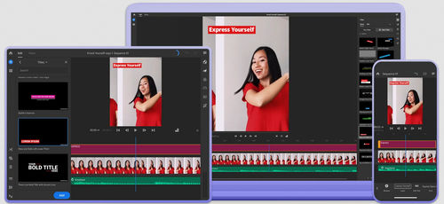 Software di interfaccia - PREMIERE RUSH - ADOBE - di qualità / di condivisione / di video-editing