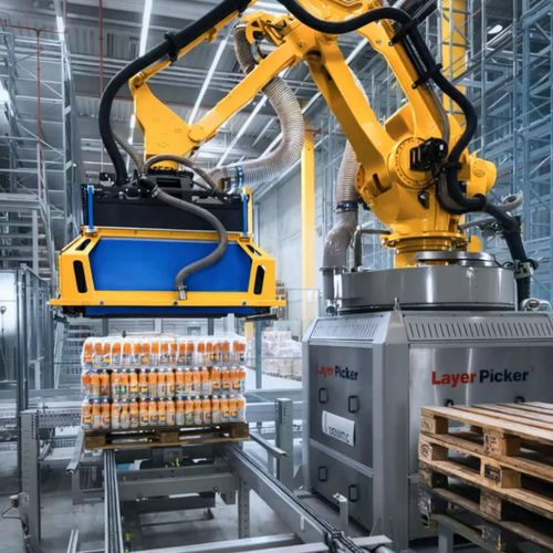Pallettizzatore e depallettizzatore robotizzato - AMCAP - DEMATIC - a strati / per pallet / di casse
