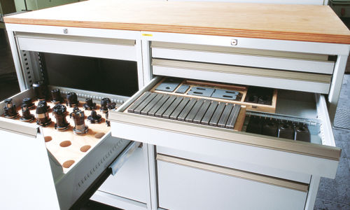 Banco da lavoro in legno - CNC - LOKOMA - a cassetti