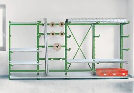 Scaffalatura per magazzino di stoccaggio - LOKOMA - con ripiani / tubolare / unilaterale