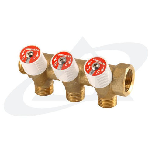 Manifold a 3 vie - 4098 series - Unidelta S.p.A. - in ottone / di ripartizione / per riscaldamento