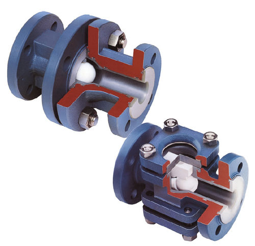 Valvola di ritegno a sfera - ARV2  - Diflon - con flangia / rivestita in PTFE / per alte temperature