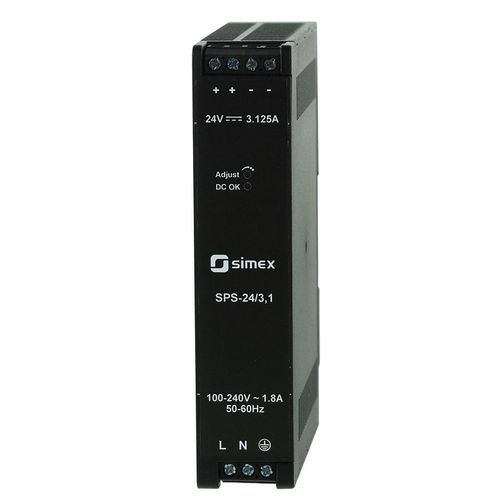 Alimentatore elettrico su guida DIN - SPS-24/3,1 - SIMEX Sp. z o.o. - AC/DC / ad uscita semplice / monofase