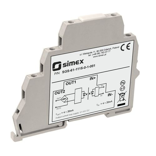 Convertitore di segnale analogico - SGS-61 series - SIMEX Sp. z o.o. - trasmettitore / a isolamento galvanico / su guida DIN