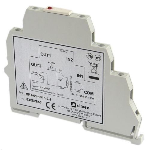 Trasmettitore di temperatura su guida DIN - SPT-61 - SIMEX Sp. z o.o. - RTD / 3 cavi / 4-20 mA