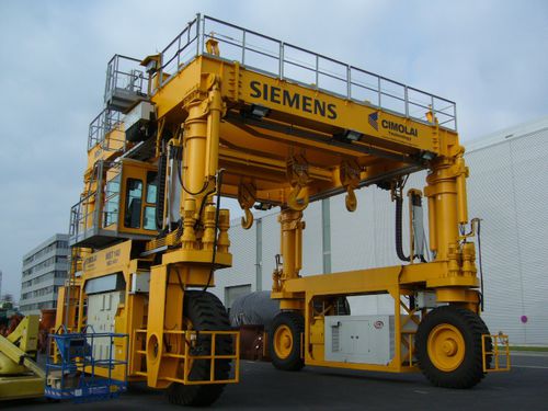 Gru a cavalletto gommata - MST 45 - CIMOLAI TECHNOLOGY - per cantieri di prefabbricati / telescopica