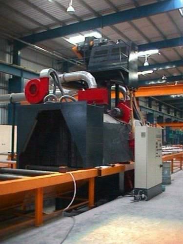 Granigliatrice con nastro trasportatore a rulli - 34 kg/h | 6W - 0.75 x 1.8 - Steelex International - a 6 turbine / per metallo