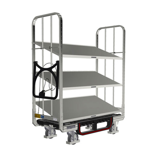 Carrello da trasporto - KLT 600 SE3 OKD 3ZB100 - LKE GmbH - Excellence in Material Handling - per preparazione di ordini / 3 livelli / con piattaforma a ribaltamento