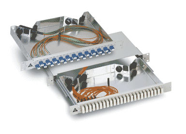 Pannello di distribuzione per rack - 19", 1 - 3 HU, ø 29 mm - Rosenberger OSI - per fibra ottica