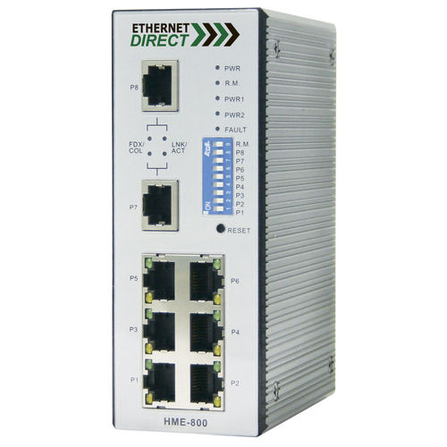 Switch Ethernet gestibile - HWE-800 - Ethernet Direct - 8 porte / su guida DIN / industriale