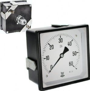 Manometro con scatola quadrata - RQ144-3 - Manometer Preiss EMPEO-KBM OHG - analogico / in acciaio inossidabile / a tubo Bourdon