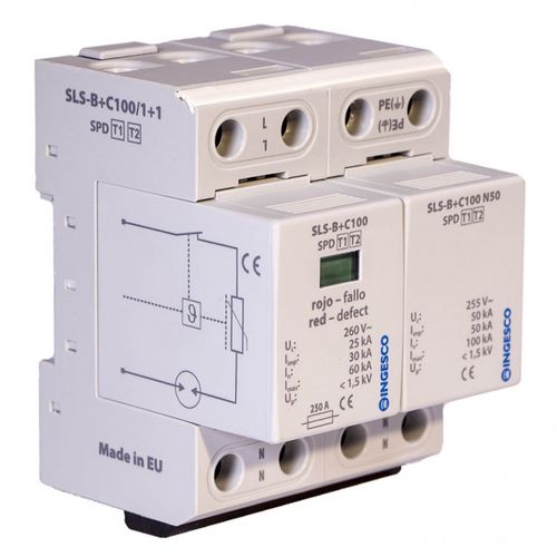 Limitatore di sovratensione di tipo 1+2 - SLS-B+C100/1+1 - INGESCO - alta energia / combinato / a presa