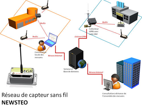 Rete di sensore wireless WSN - 868 MHz - Newsteo SAS