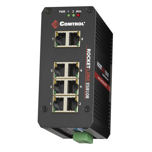 Switch Ethernet non gestibile - RocketLinx ® ES8108 - Comtrol Corporation - 8 porte / su guida DIN / ridondante